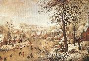 BRUEGHEL, Pieter the Younger Winter Landscape with a Bird-trap Spain oil painting artist